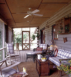 Conventional Porch Roof With Log Walls