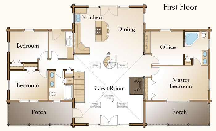 The Richmond, Log Home Floor Plans NH, Custom Log Homes ...