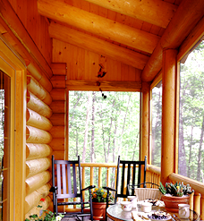 Full Round Log Porch Roof Rafter