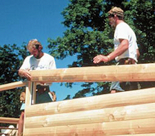 Stacking a Precut Log Wall